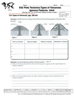 ES2 Plate Tectonics:Types of Volcanoes Igneous Features HW#6