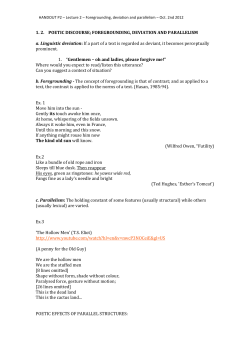 1. 2. POETIC DISCOURSE: FOREGROUNDING, DEVIATION AND