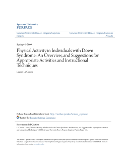 Physical Activity in Individuals with Down Syndrome: An Overview