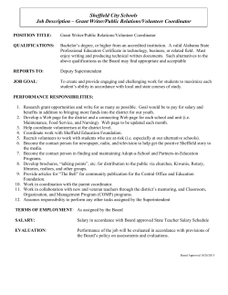 Grant Writer/Public Relations/Volunteer Coordinator