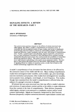 SIGNALING EFFECTS: A REVIEW OF THE RESEARCH