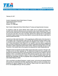 Properties to be detached form Houston ISD to Aldine ISD