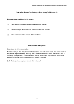 Introduction to Statistics for Psychological Research