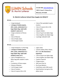 St. Martini Lutheran School Class Supply List 2016