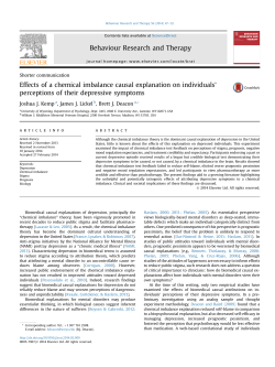 Effects of a chemical imbalance causal explanation on individuals
