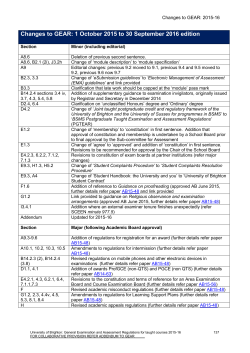 Changes to GEAR - University of Brighton