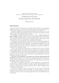 Assignment for Project Sorting Algorithm Benchmarks