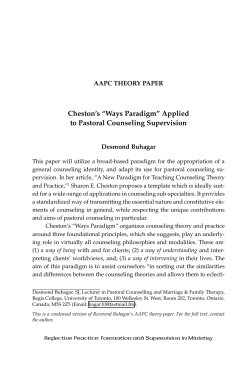 Cheston`s &ldquo;Ways Paradigm&rdquo; Applied to Pastoral Counseling