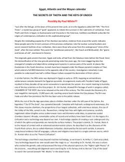 Egypt, Atlantis and the Mayan calendar THE