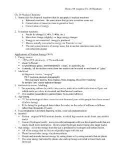 Chem 210 Jasperse Ch. 20 Handouts 1 Ch. 20 Nuclear Chemistry 1