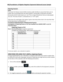 MS/Foundations of Algebra Negative Exponents Balanced Lesson