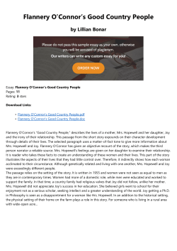 Flannery OˇConnorˇs Good Country People