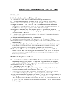 Rafioactivity Problems (Lecture 28A &ndash; PHY 315)