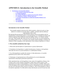 APPENDIX E: Introduction to the Scientific Method