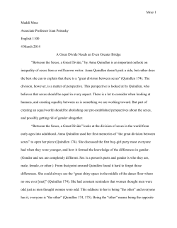 Mraz 1 Maddi Mraz Associate Professor Joan Petrusky English 1100