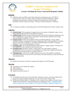 PARCC Literary Analysis Task Grade 9 Writing