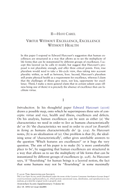 II&mdash;Virtue Without Excellence, Excellence Without