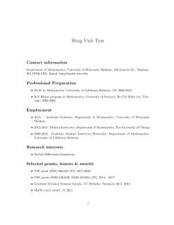 Hung Vinh Tran - Department of Mathematics - UW