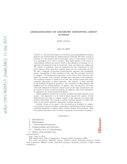 Axiomatization of geometry employing group actions