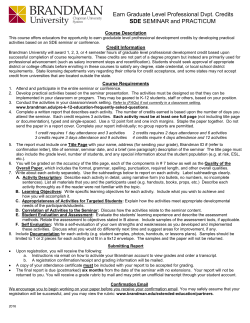 SDE Seminars - Brandman University