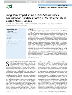 Long-Term Impact of a Chef on School Lunch
