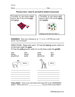 Phonics Sort&mdash;Hard G and Soft G (Initial Consonant) The letter &ldquo;g