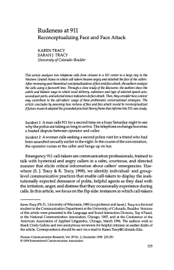 Rudeness at 911 Reconceptualizing Face and Face