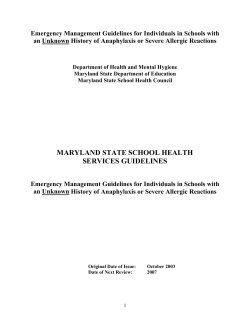 Anaphylaxis, Management of a Student with an Unknown History