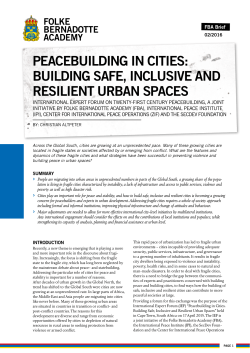 PEACEBUILDING IN CITIES: BUILDING SAFE, INCLUSIVE AND