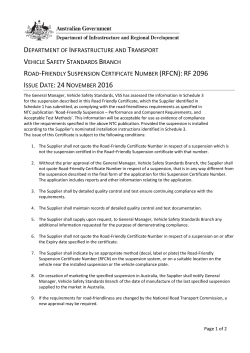 ROAD-FRIENDLY SUSPENSION CERTIFICATE NUMBER (RFCN