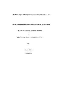 The Personality of an Entrepreneur: A Psychobiography of Steve