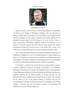 Dragan Vojvodić PROFESSIONAL DATA Dragan Vojvodić was born