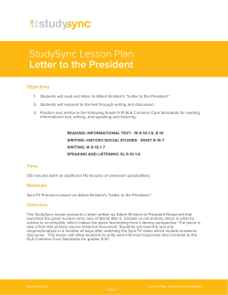 StudySync Lesson Plan Letter to the President