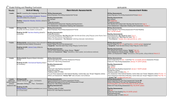 Unit of Study Benchmark Assessments Assessment Dates