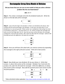 Rectangular Array/Area Model of Division