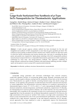 Large-Scale Surfactant-Free Synthesis of p-Type SnTe