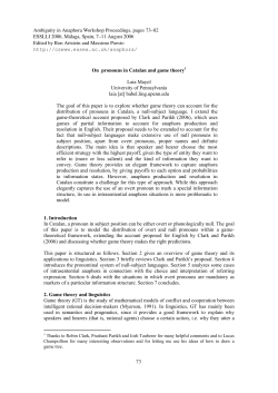 On pronouns in Catalan and game theory1 Laia Mayol University of