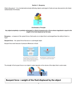 Buoyant force = weight of the fluid displaced by the object