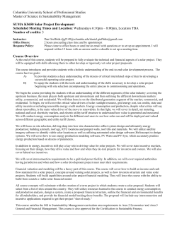 Solar Project Development - Master of Science in Sustainability
