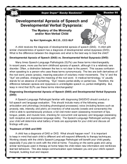 Developmental Apraxia of Speech and Developmental Verbal
