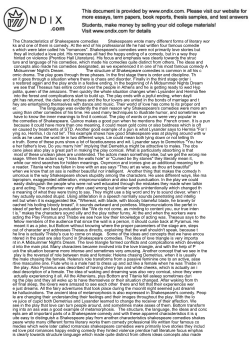 The Characteristics of Shakespeare comedies Shakespeare wr