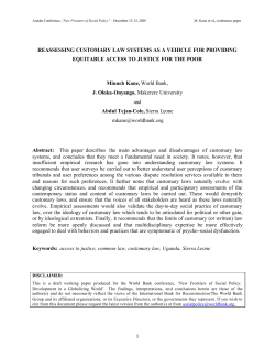 1 REASSESSING CUSTOMARY LAW SYSTEMS AS A VEHICLE