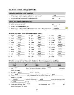 25. Past Tense - Irregular Verbs