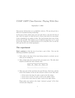 COMP 150PP Class Exercise: Playing With Dice
