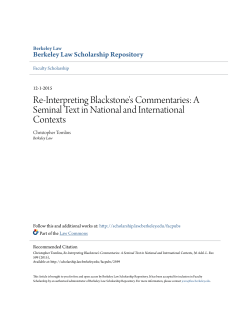 Re-Interpreting Blackstone`s Commentaries