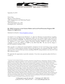 Farmers Market and Local Food Promotion Program Request for