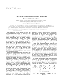 Ionic liquids: New materials with wide applications