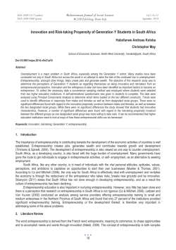 Innovation and Risk-taking Propensity of Generation Y Students in