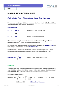 MATHS REVISION For P602 Calculate Duct Diameters from Duct