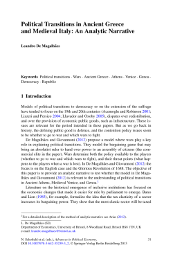 Political Transitions in Ancient Greece and Medieval Italy: An